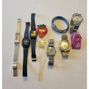 Vintage Various Brands Analog LCD Watches Not Working & Not Working Lot of 10